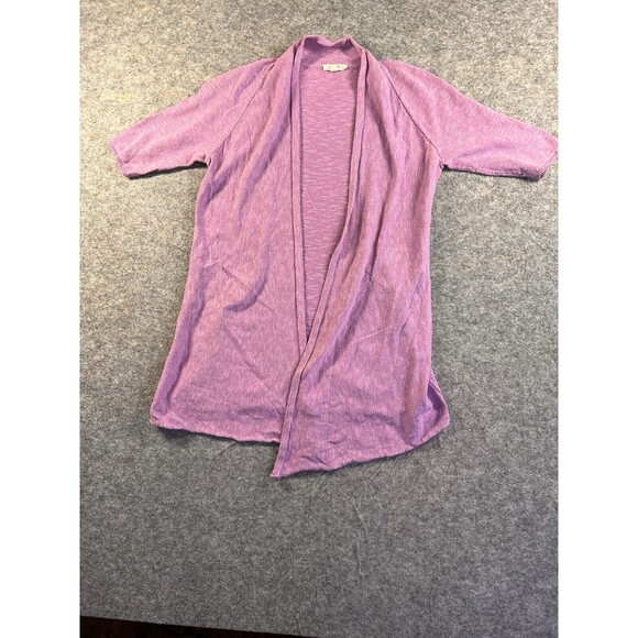 Eileen Fisher Cardigan Women’s XS Linen Cotton Open Front Short Sleeves Purple - Picture 1 of 8